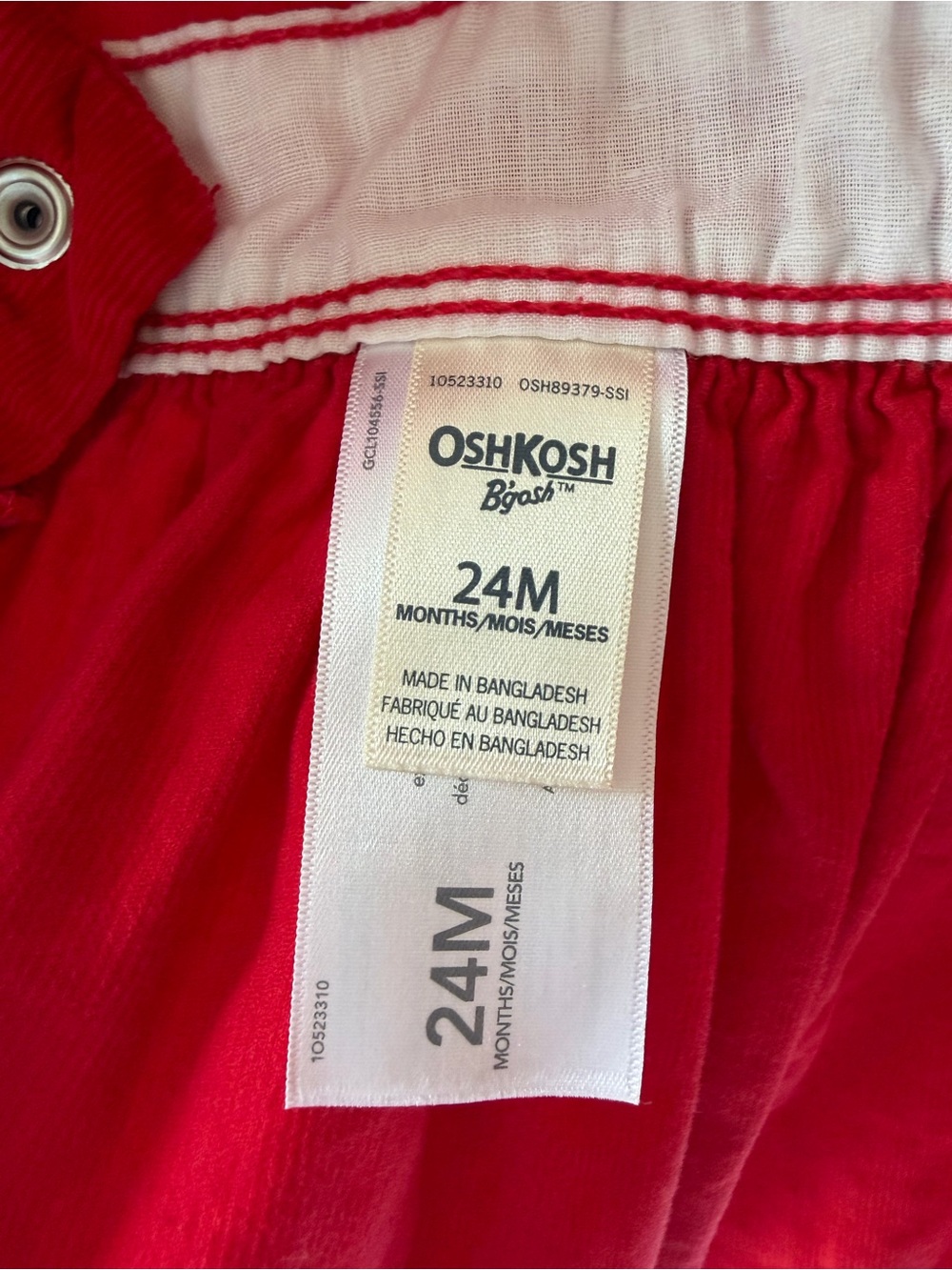 Vintage OshKosh B'gosh Vestbak Red Corduroy Overall Jumper Dress | Girls 24m - Picture 6 of 6
